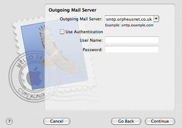 Outgoing Mail Server Settings